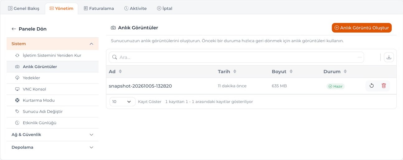 Anlık görüntüler